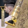 Vintage T9 Trimmer for Men Hair Zero Gapped Clipper Professional Cordless Haircut Electric USB Charging Beard Trimmer for Men Wireless Rechargeable Personal Hair Men Grooming Beard Liner, Gold